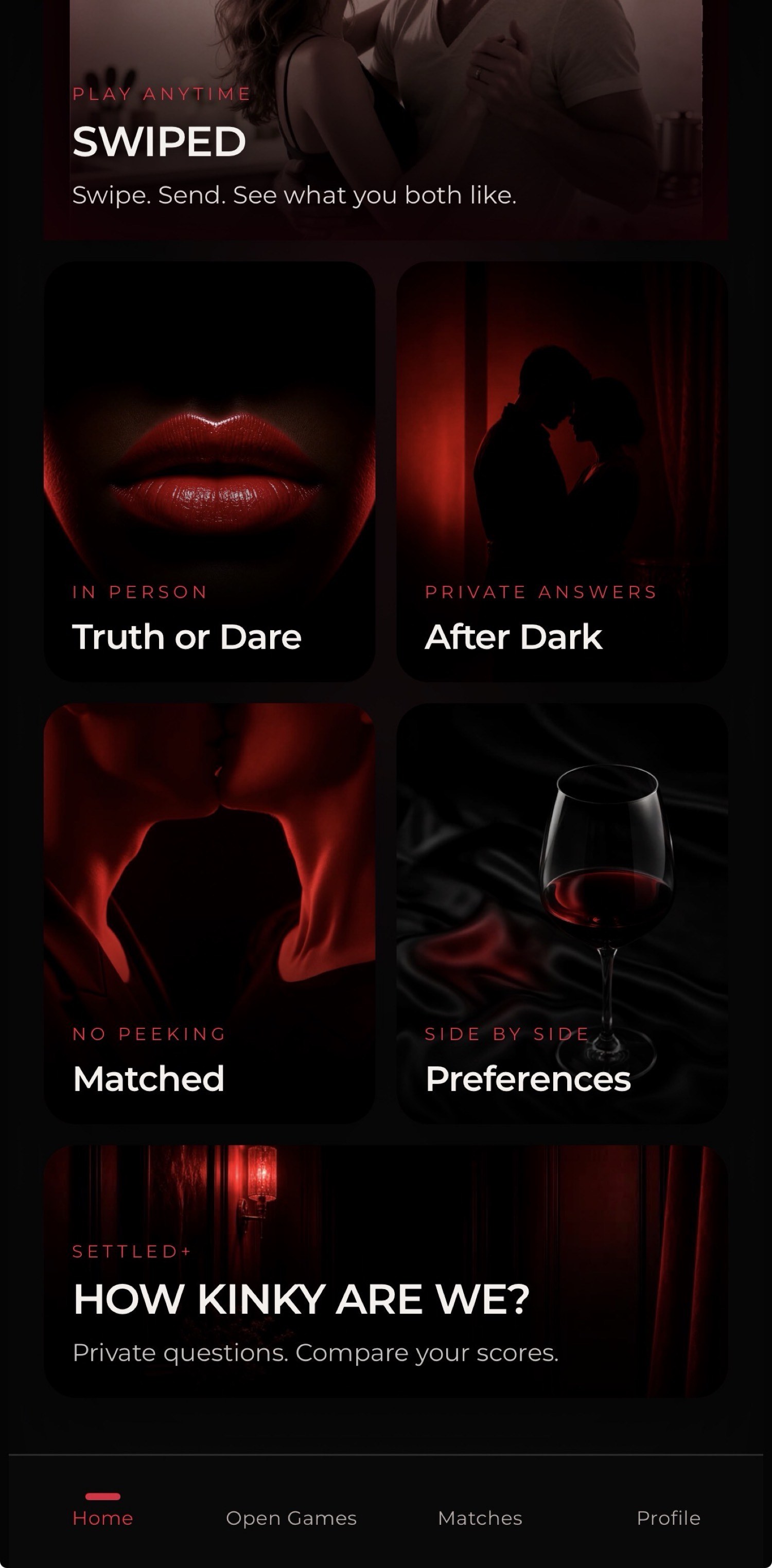 Pick your fun. The SETTLED Adult home, with SWIPED ready to play.